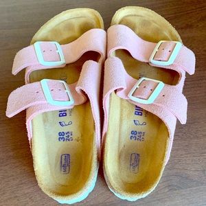 Pink/Rose and White Arizona Birkenstocks